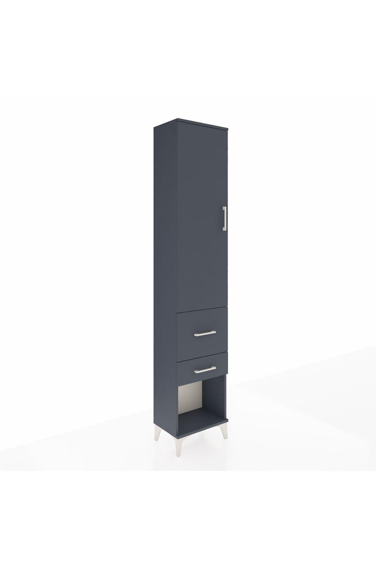 Arges Dolap 2 Raflı 2 Çekmeceli Tek Askılı 44x30x221 Antrasit-Antrasit