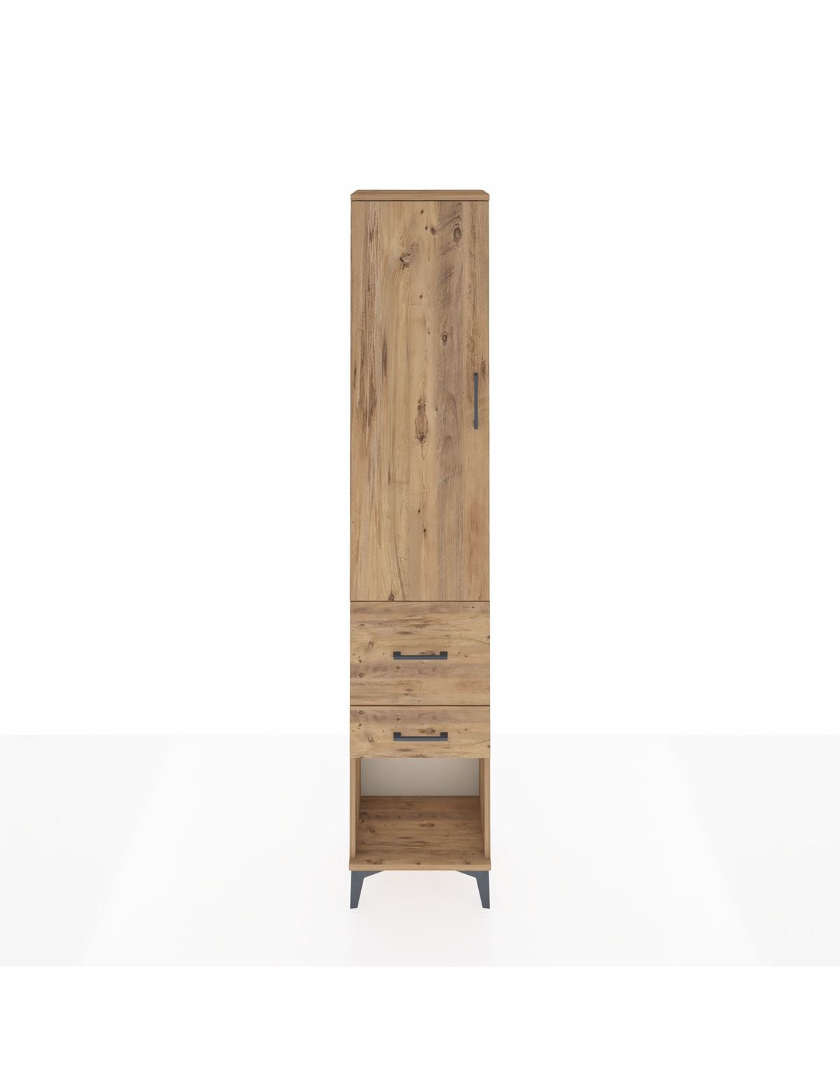 Arges Dolap 2 Raflı 2 Çekmeceli Tek Askılı 44x30x221 Çam-Çam