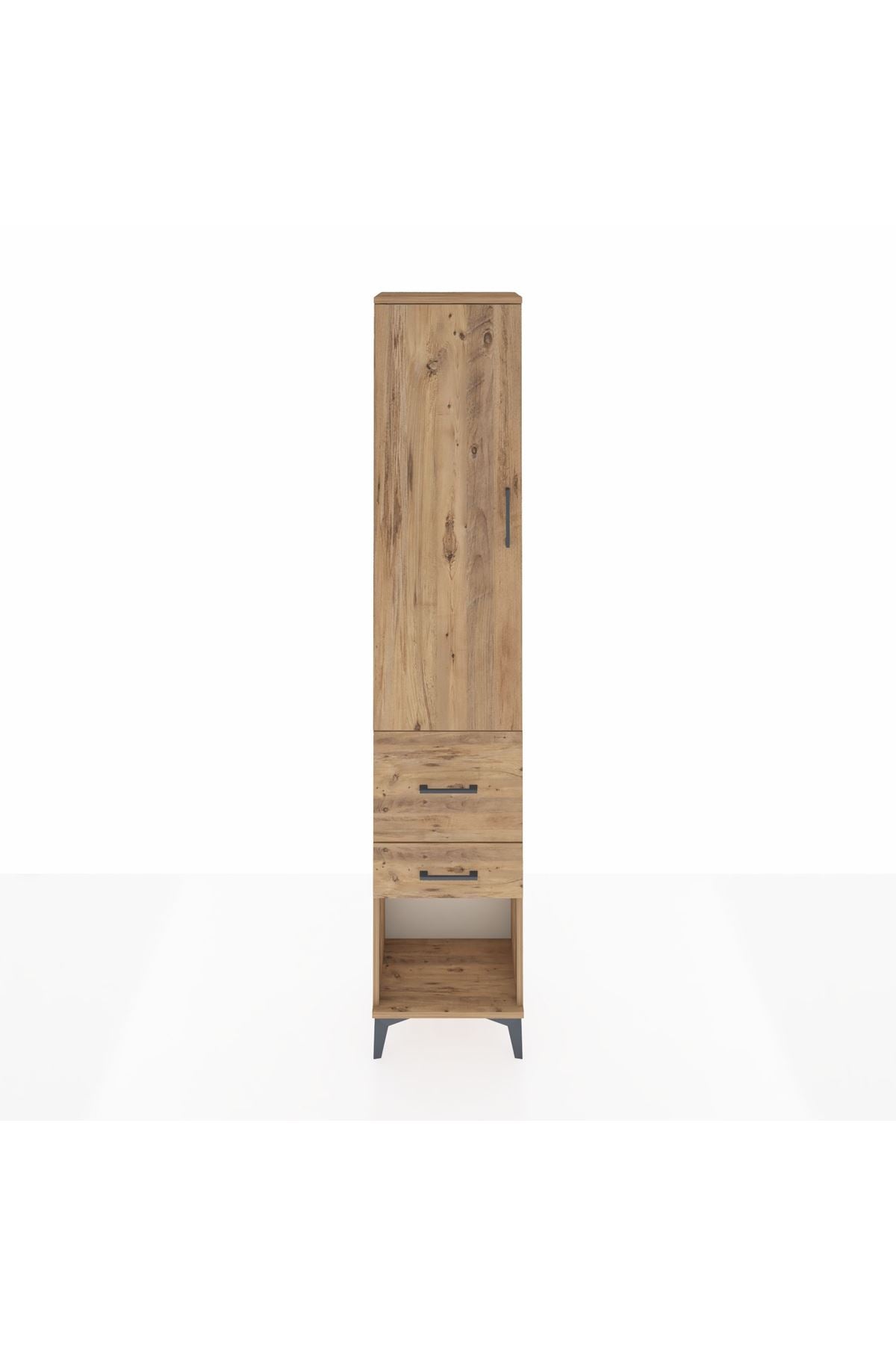 Arges Dolap 2 Raflı 2 Çekmeceli Tek Askılı 44x30x221 Çam-Çam