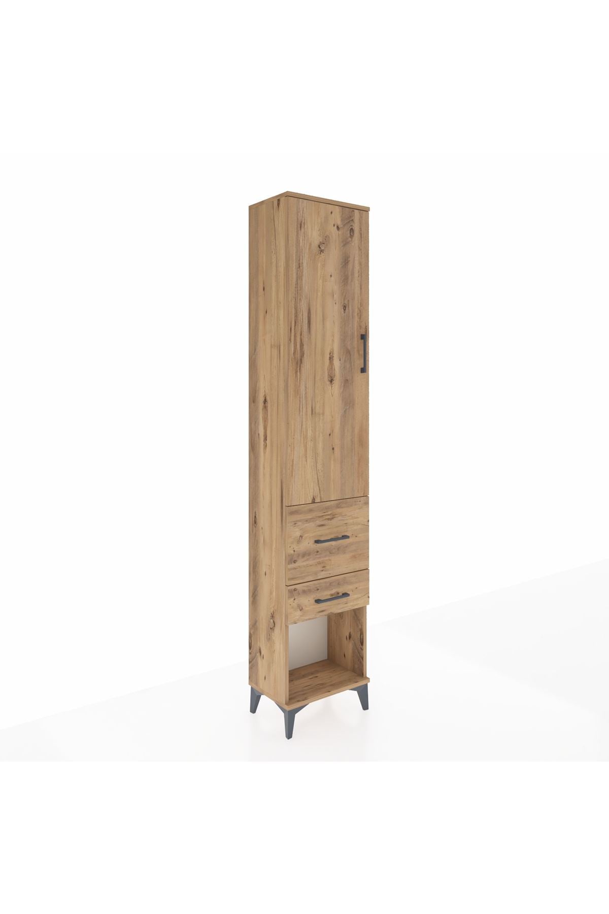 Arges Dolap 2 Raflı 2 Çekmeceli Tek Askılı 44x30x221 Çam-Çam