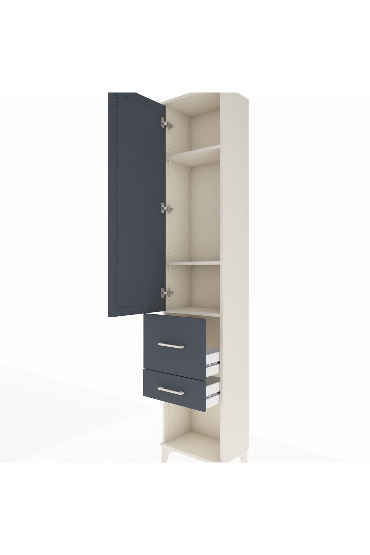 Arges Dolap 3 Raflı 2 Çekmeceli Tek Kapaklı 44x30x221 Aytaşı-Antrasit