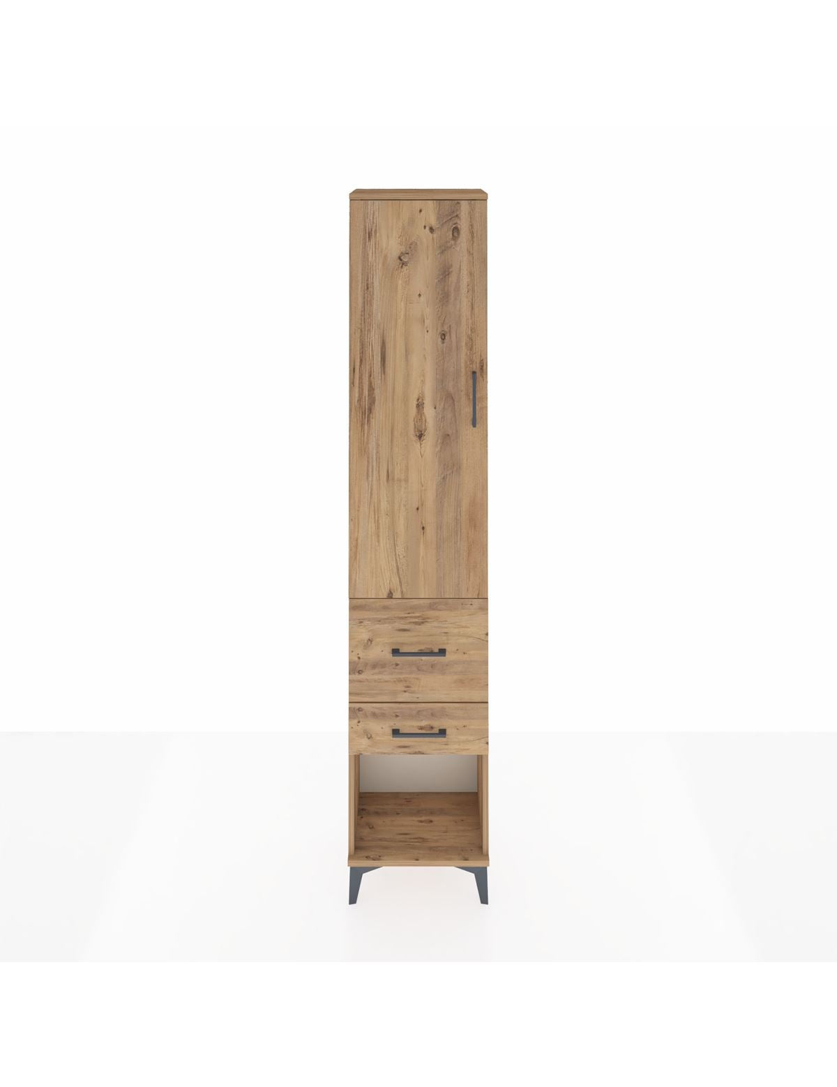 Arges Dolap 3 Raflı 2 Çekmeceli Tek Kapaklı 44x30x221 Çam-Çam