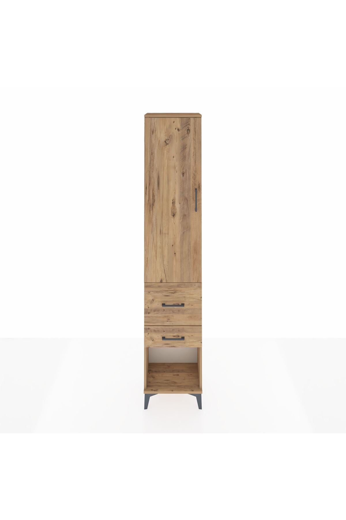 Arges Dolap 3 Raflı 2 Çekmeceli Tek Kapaklı 44x30x221 Çam-Çam