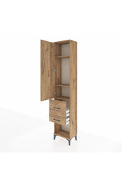 Arges Dolap 3 Raflı 2 Çekmeceli Tek Kapaklı 44x30x221 Çam-Çam