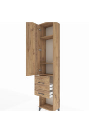 Arges Dolap 3 Raflı 2 Çekmeceli Tek Kapaklı 44x30x221 Çam-Çam