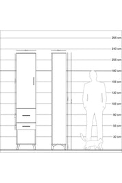 Arges Dolap 3 Raflı 2 Çekmeceli Tek Kapaklı 44x30x221 Çam-Çam