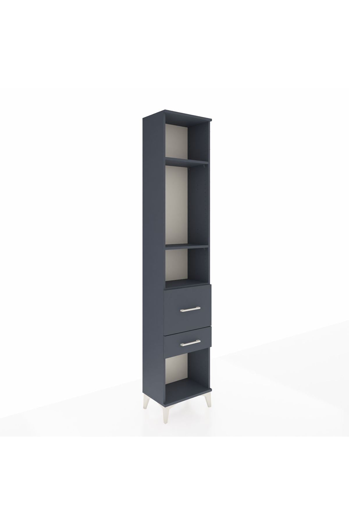 Arges Dolap 3 Raflı 2 Çekmeceli 44x30x221 Antrasit-Antrasit