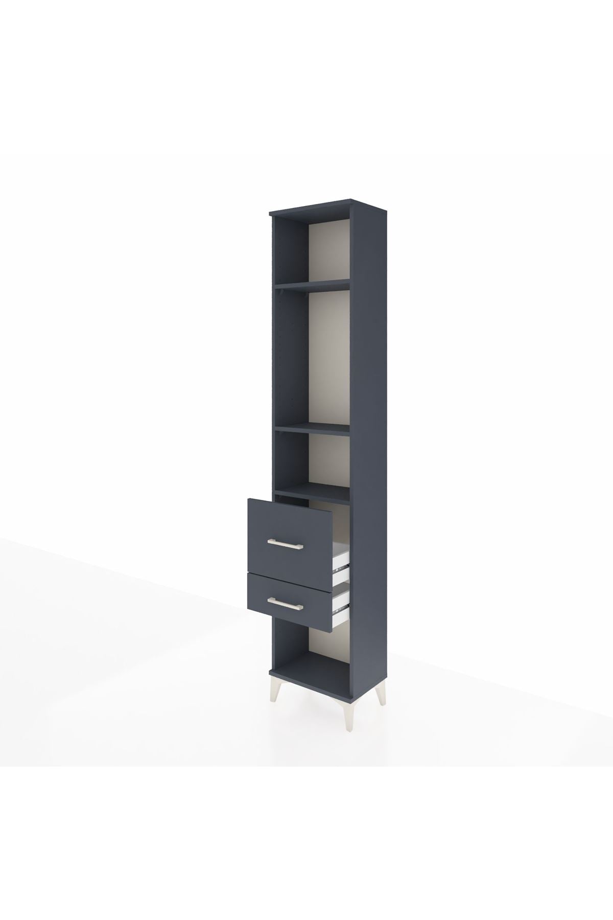 Arges Dolap 3 Raflı 2 Çekmeceli 44x30x221 Antrasit-Antrasit