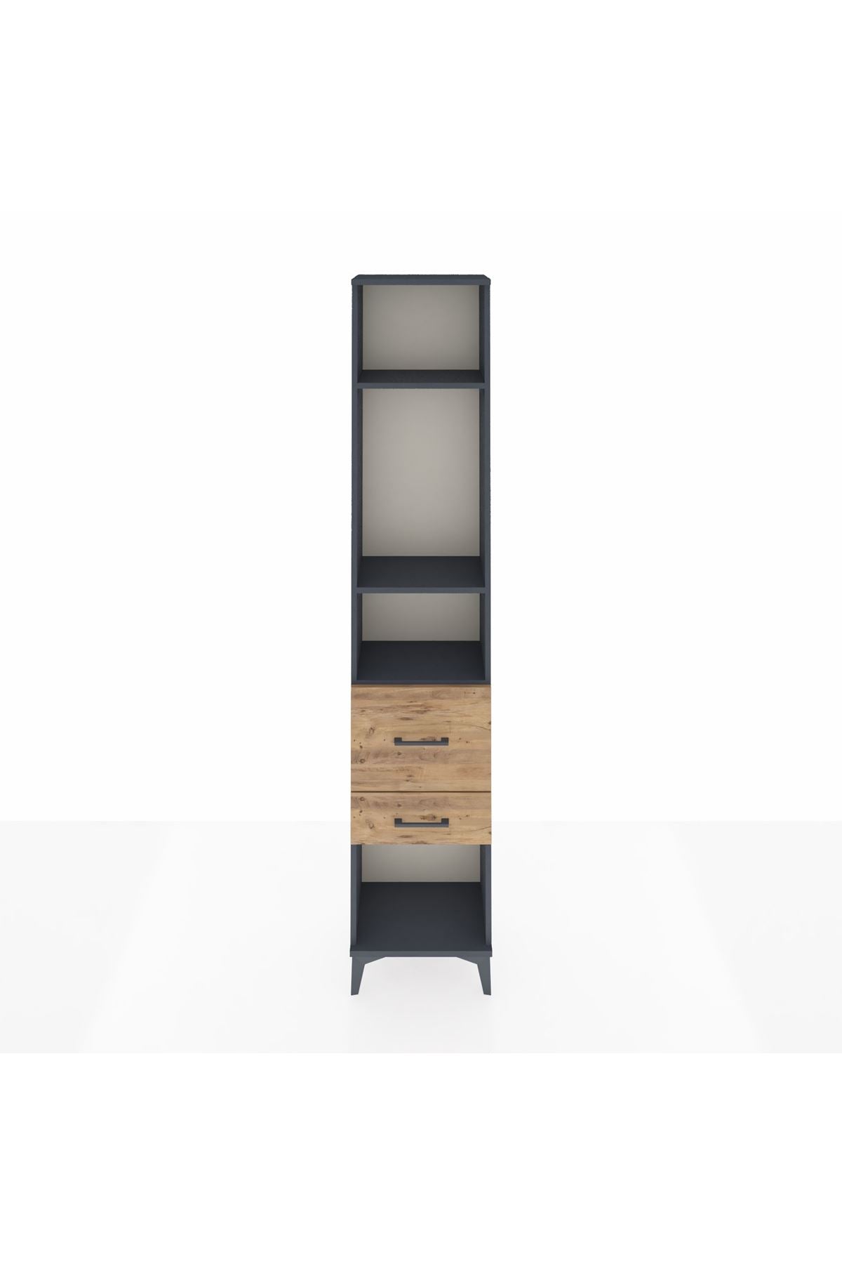 Arges Dolap 3 Raflı 2 Çekmeceli 44x30x221 Antrasit-Çam