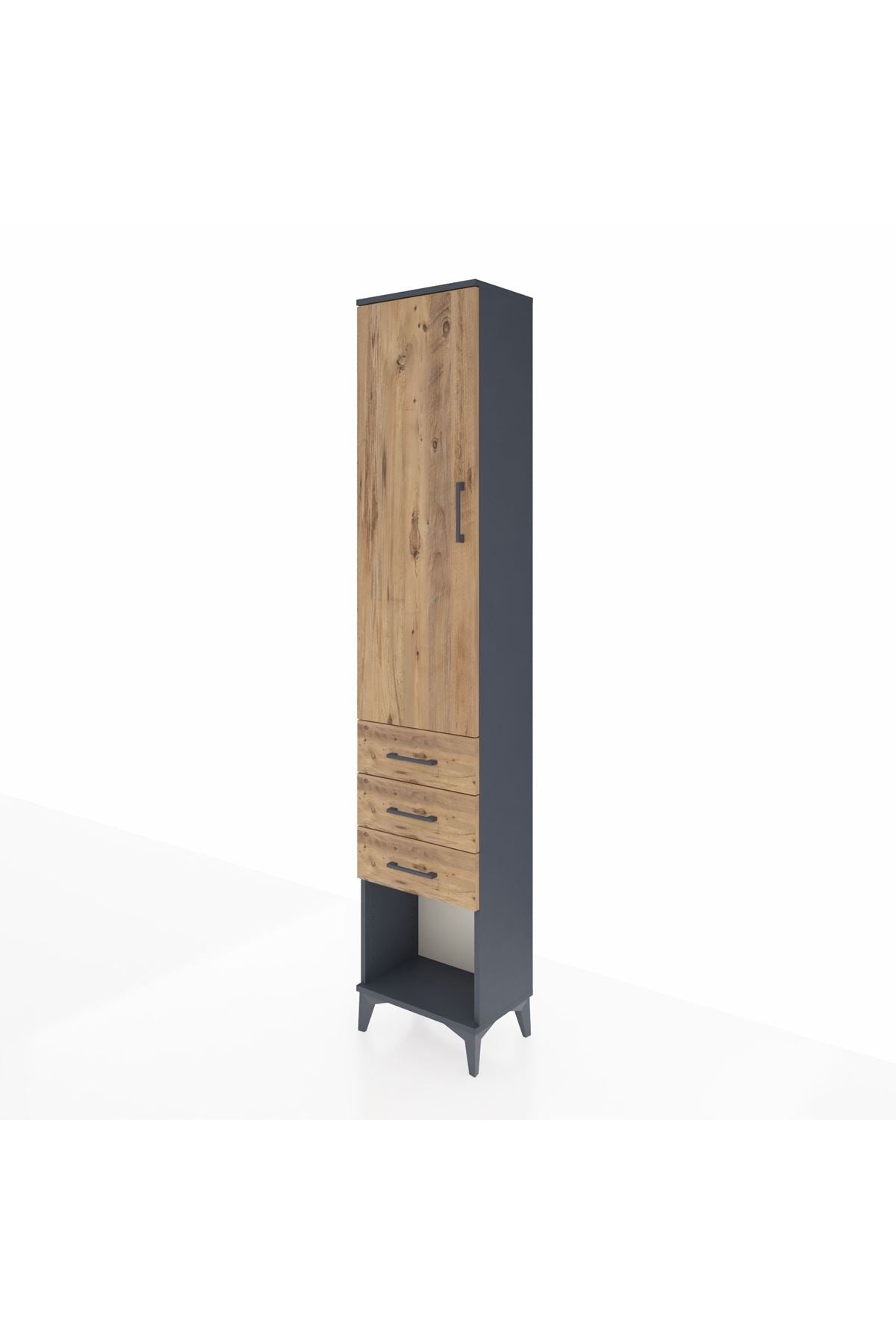 Arges Dolap 2 Raflı 3 Çekmeceli Tek Askılı 44x30x221 Antrasit-Çam