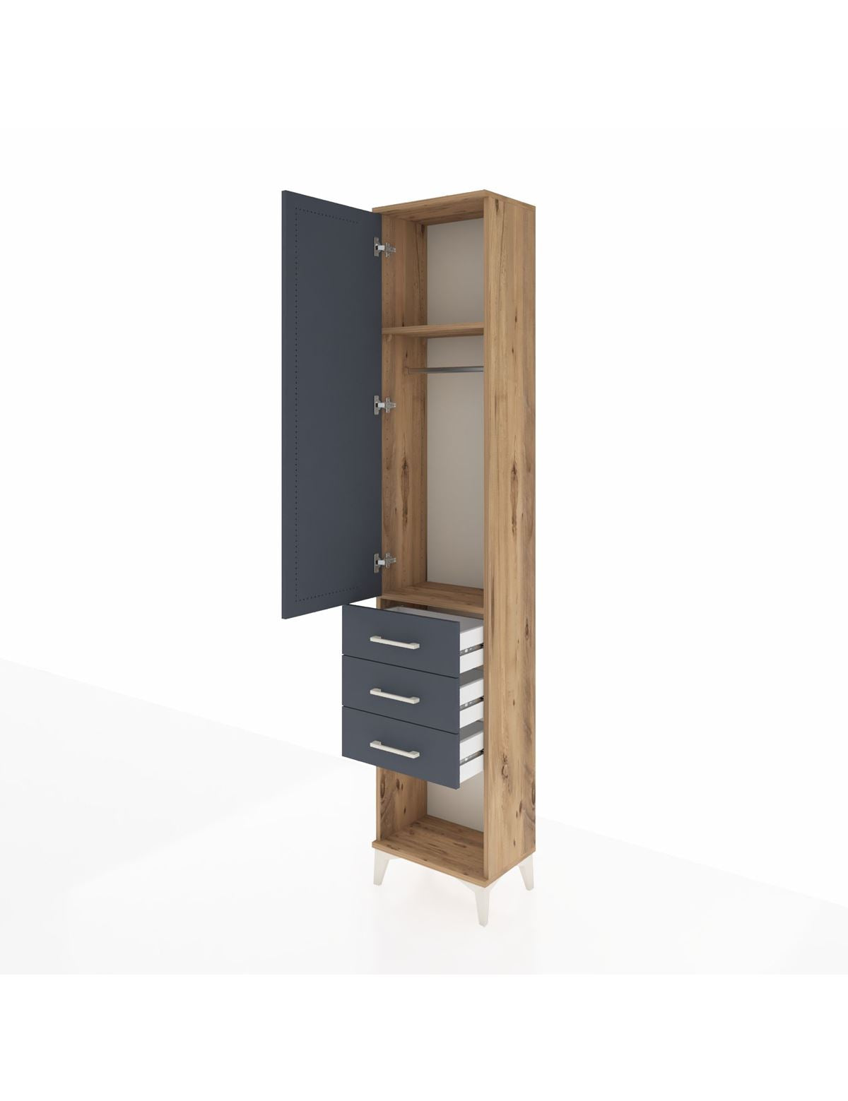 Arges Dolap 2 Raflı 3 Çekmeceli Tek Askılı 44x30x221 - S28M079V8A