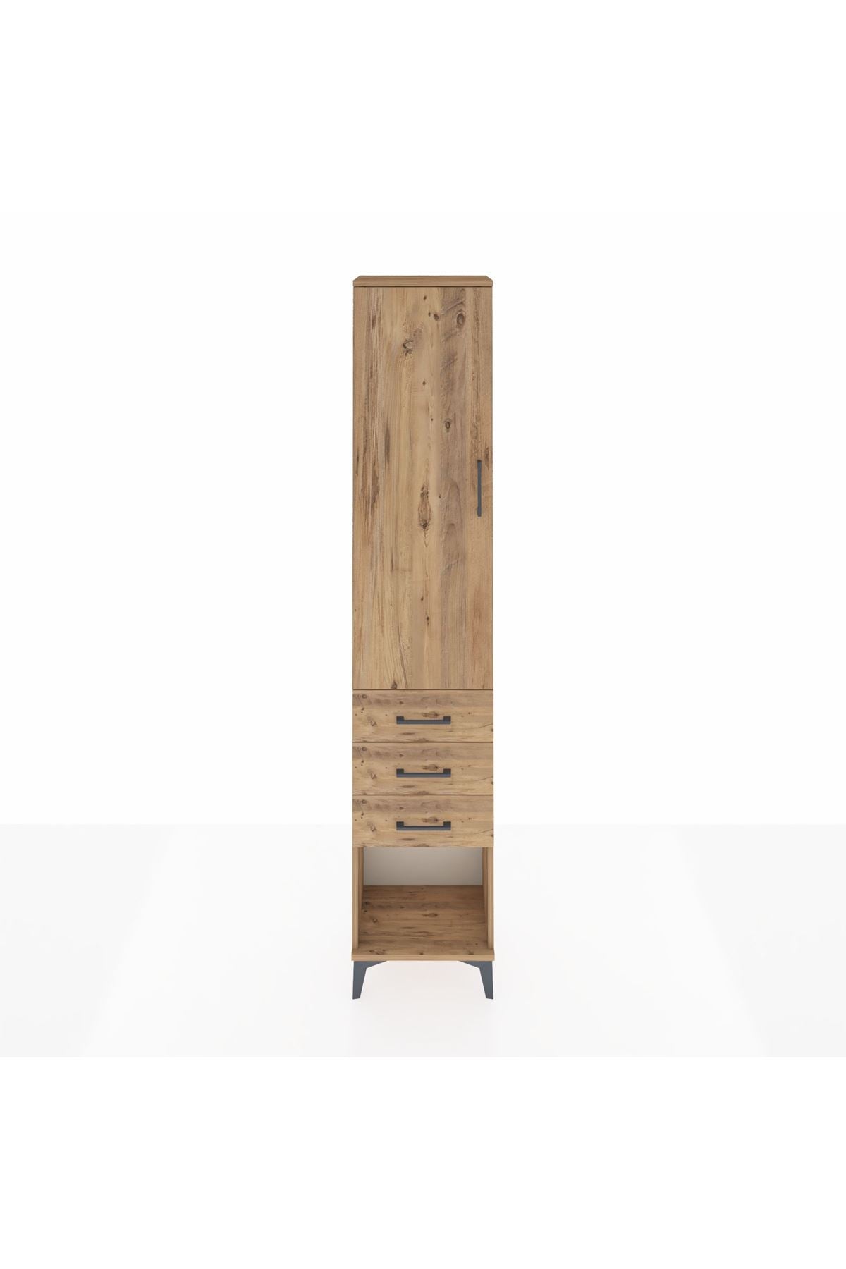 Arges Dolap 2 Raflı 3 Çekmeceli Tek Askılı 44x30x221 Çam-Çam