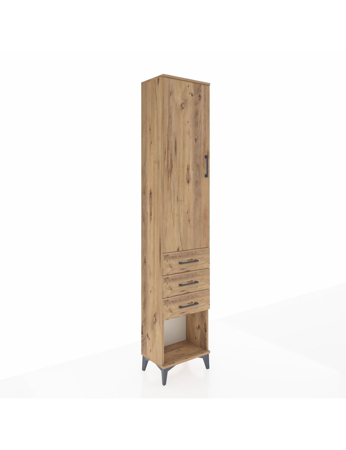 Arges Dolap 2 Raflı 3 Çekmeceli Tek Askılı 44x30x221 Çam-Çam