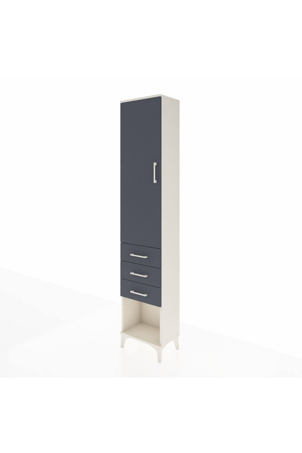 Arges Dolap 3 Raflı 3 Çekmeceli Tek Kapaklı 44x30x221 Aytaşı-Antrasit