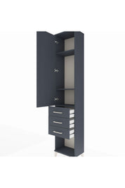 Arges Dolap 3 Raflı 3 Çekmeceli Tek Kapaklı 44x30x221 Antrasit-Antrasit