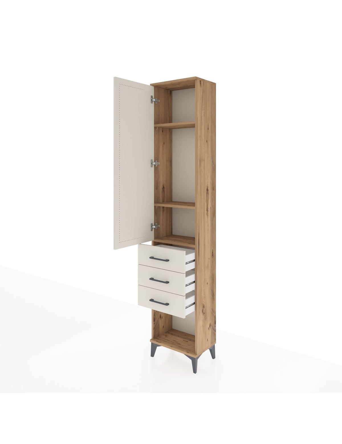 Arges Dolap 3 Raflı 3 Çekmeceli Tek Kapaklı 44x30x221 - S28M080V7A