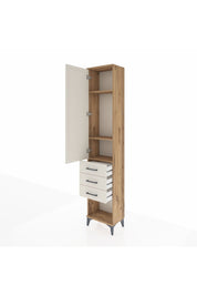 Arges Dolap 3 Raflı 3 Çekmeceli Tek Kapaklı 44x30x221 Çam-Aytaşı