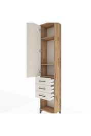 Arges Dolap 3 Raflı 3 Çekmeceli Tek Kapaklı 44x30x221 Çam-Aytaşı