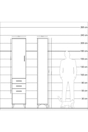 Arges Dolap 3 Raflı 3 Çekmeceli Tek Kapaklı 44x30x221 Çam-Aytaşı