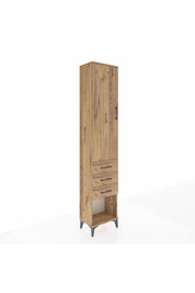 Arges Dolap 3 Raflı 3 Çekmeceli Tek Kapaklı 44x30x221 Çam-Çam