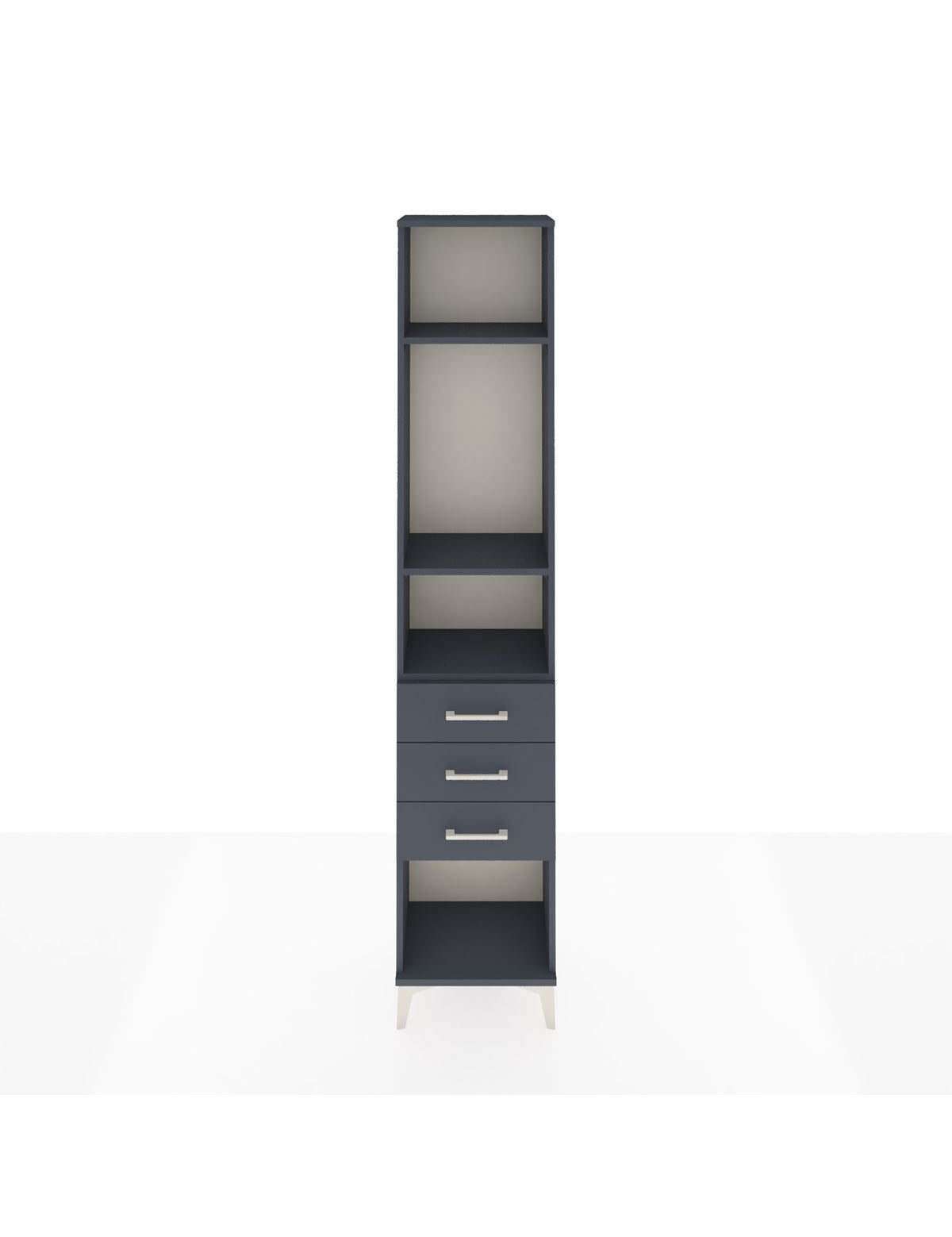 Arges Dolap 3 Raflı 3 Çekmeceli 44x30x221 Antrasit-Antrasit