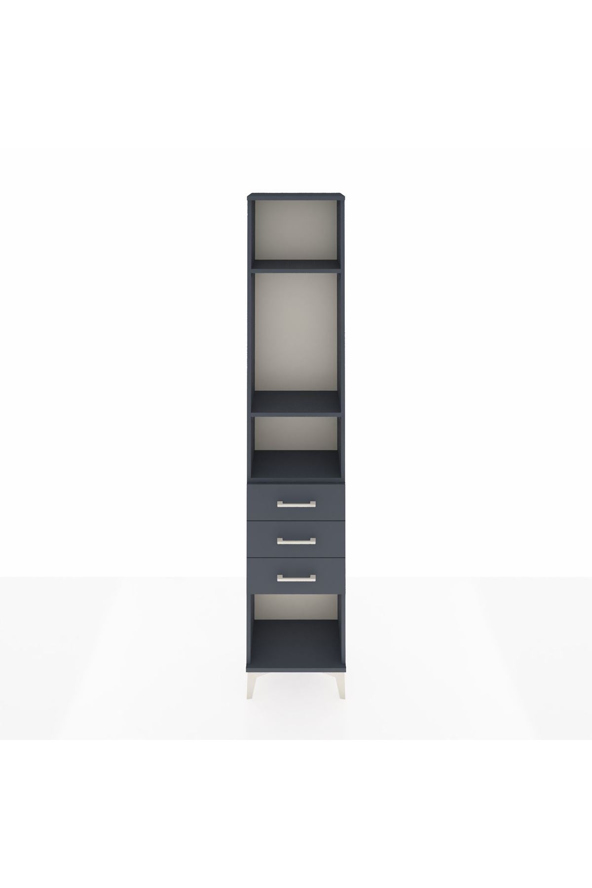 Arges Dolap 3 Raflı 3 Çekmeceli 44x30x221 Antrasit-Antrasit