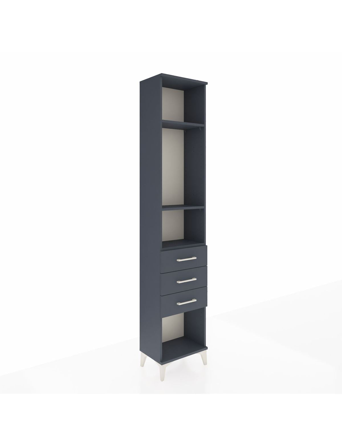 Arges Dolap 3 Raflı 3 Çekmeceli 44x30x221 Antrasit-Antrasit