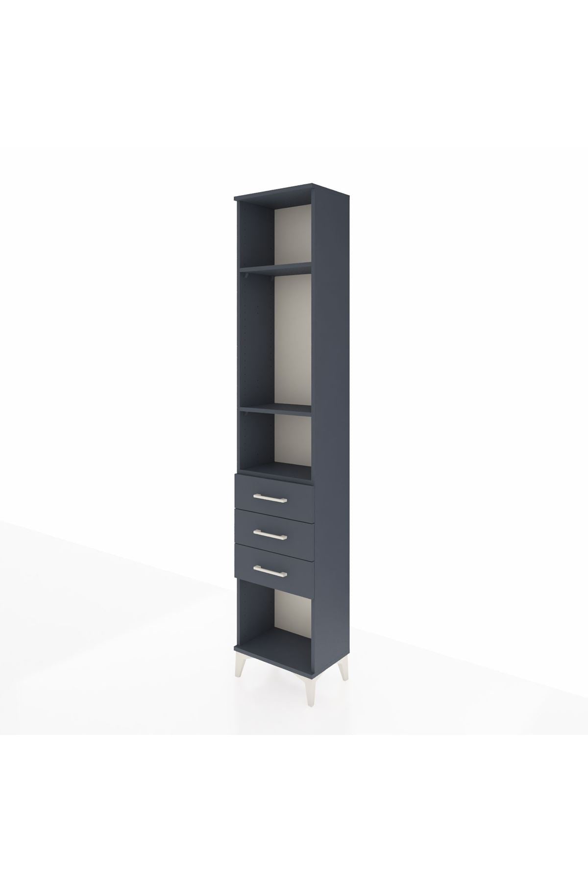 Arges Dolap 3 Raflı 3 Çekmeceli 44x30x221 Antrasit-Antrasit