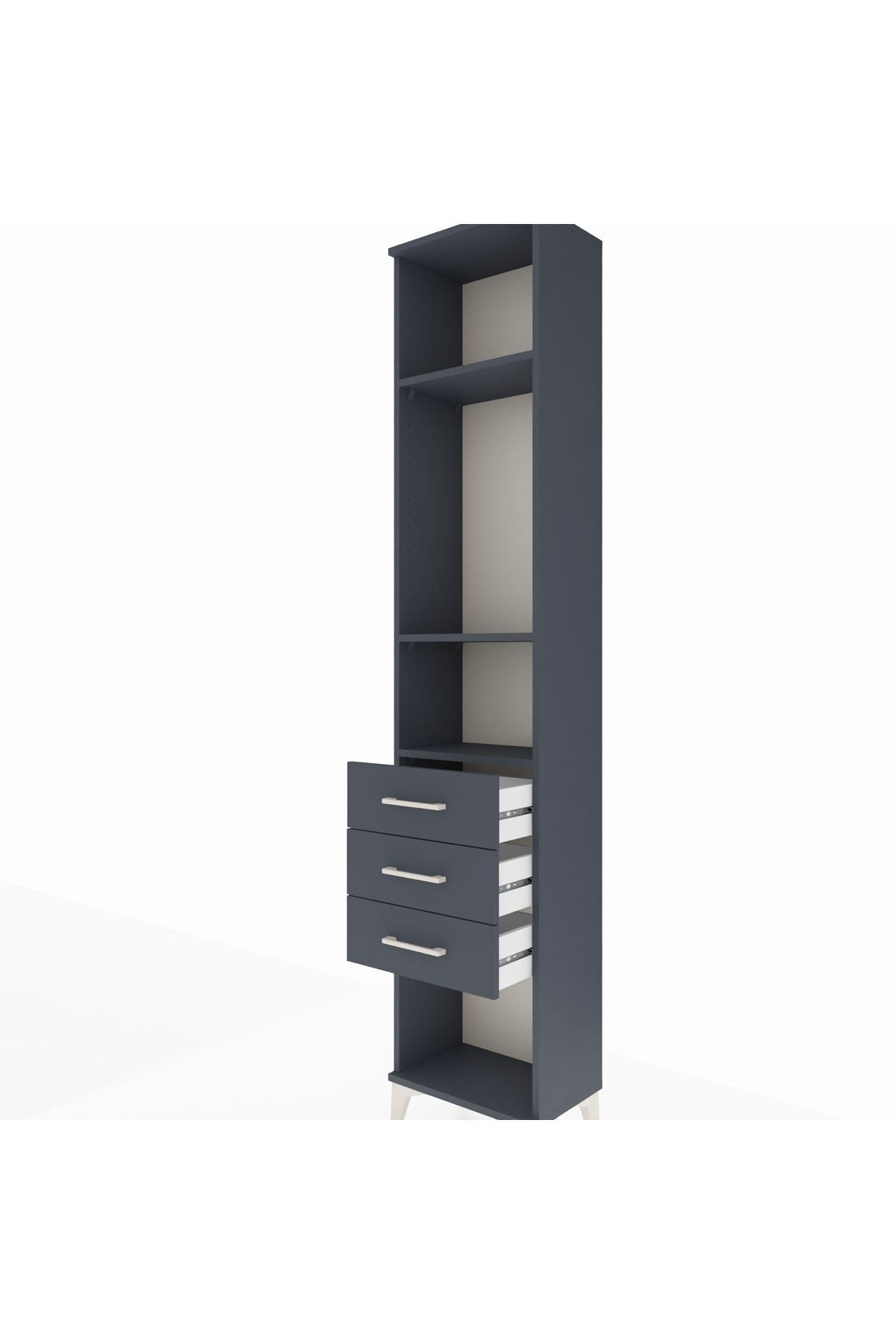 Arges Dolap 3 Raflı 3 Çekmeceli 44x30x221 Antrasit-Antrasit