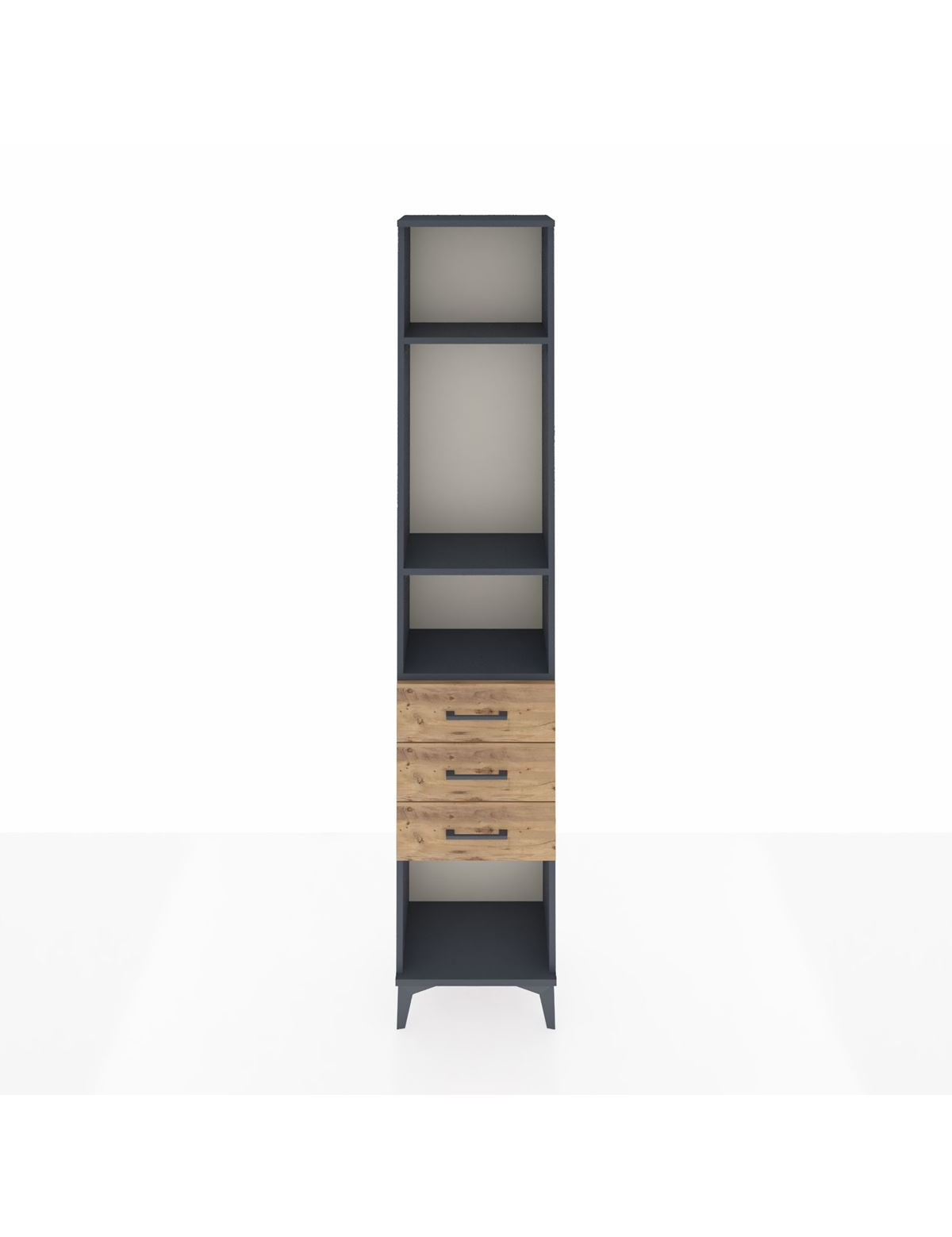 Arges Dolap 3 Raflı 3 Çekmeceli 44x30x221 Antrasit-Çam