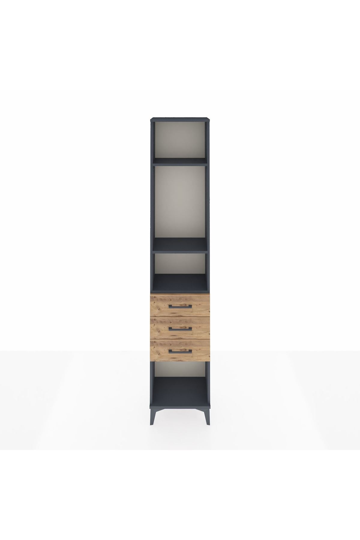 Arges Dolap 3 Raflı 3 Çekmeceli 44x30x221 Antrasit-Çam