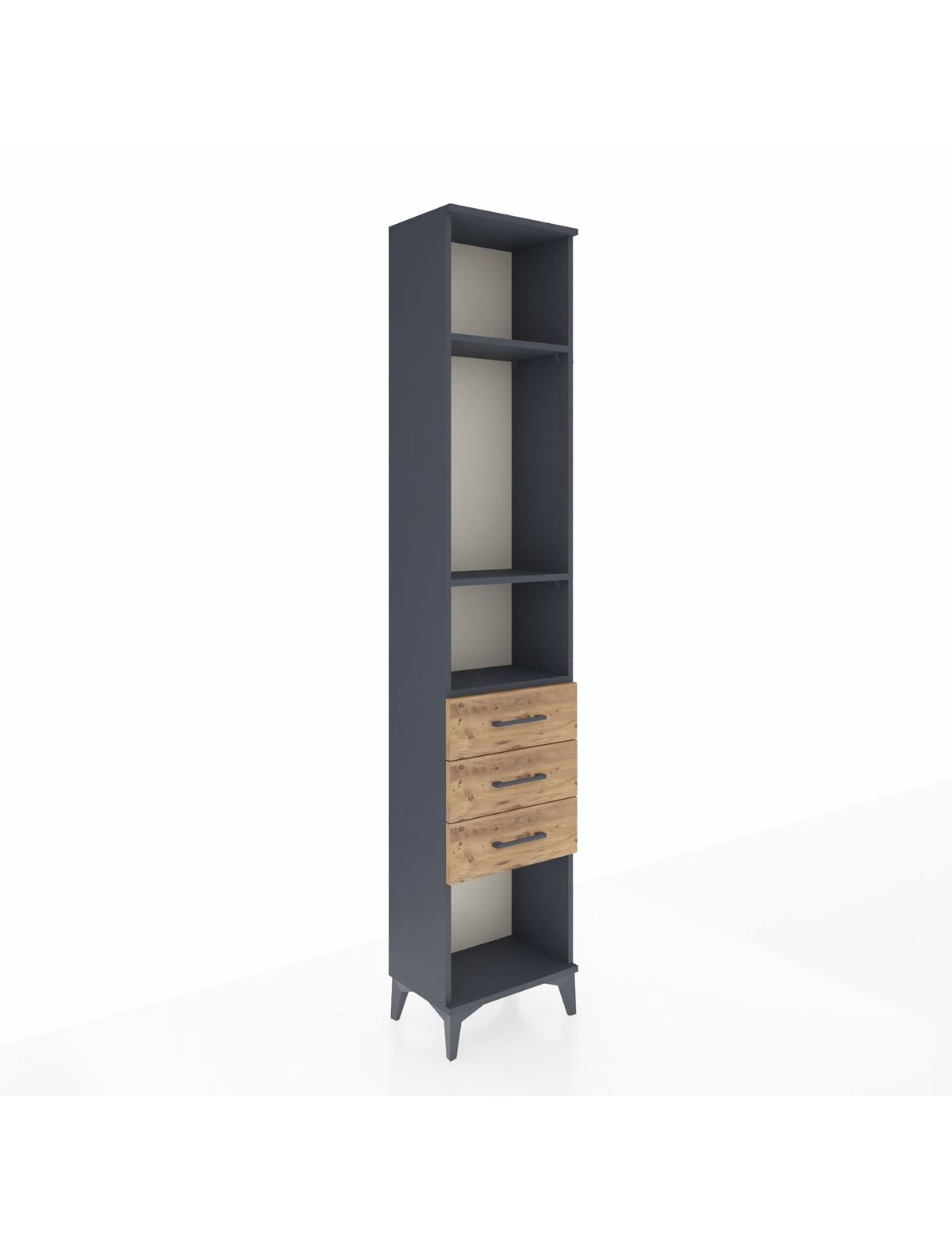 Arges Dolap 3 Raflı 3 Çekmeceli 44x30x221 Antrasit-Çam