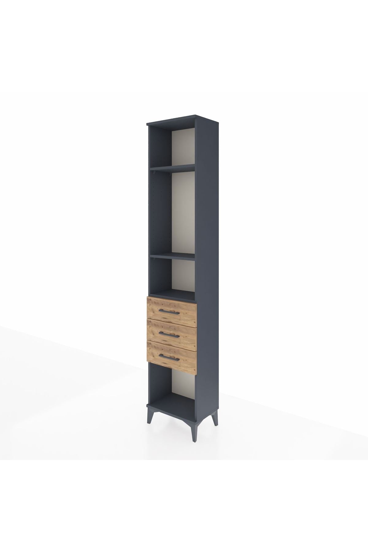 Arges Dolap 3 Raflı 3 Çekmeceli 44x30x221 Antrasit-Çam