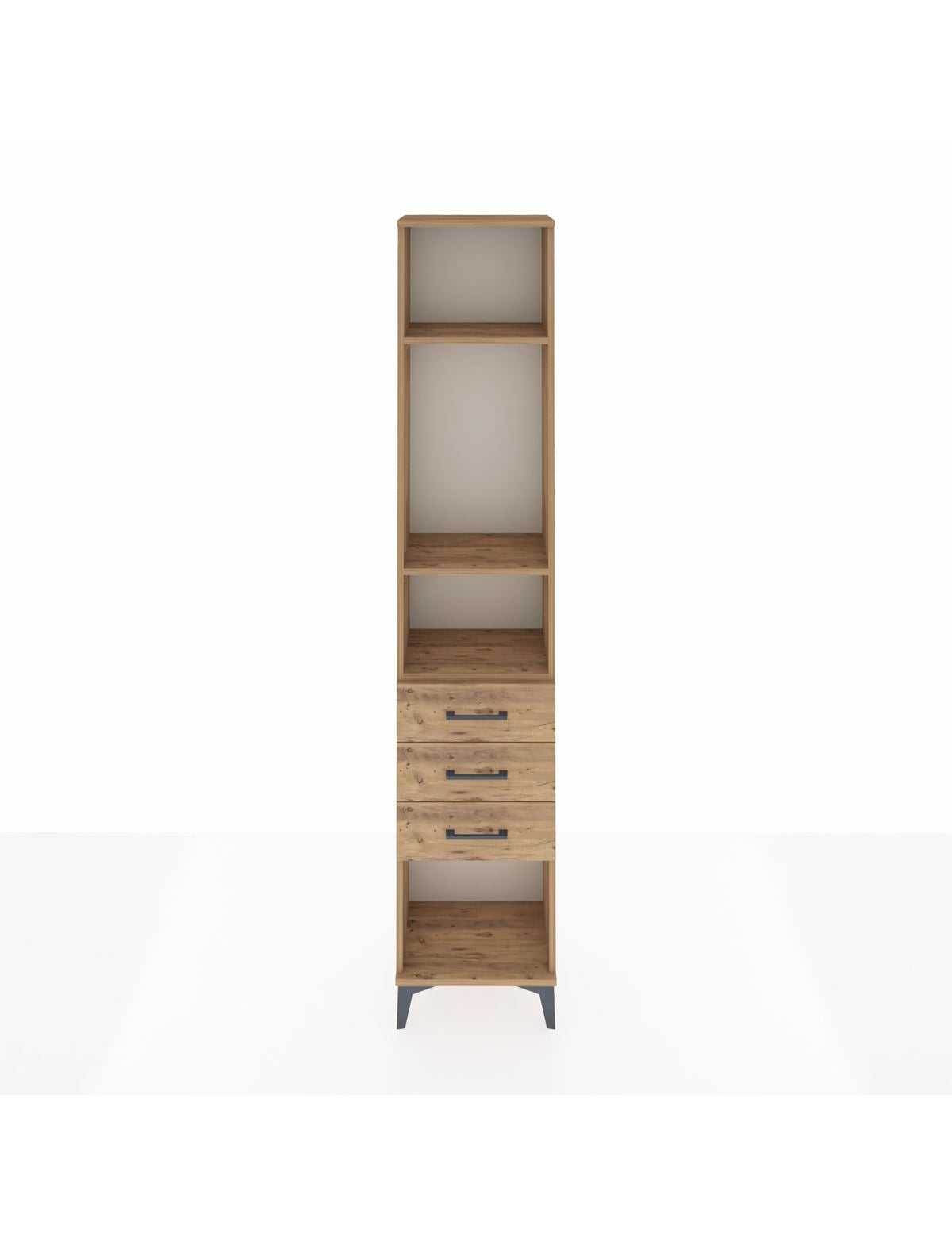 Arges Dolap 3 Raflı 3 Çekmeceli 44x30x221 Çam-Çam