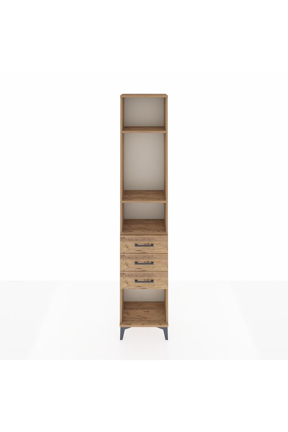 Arges Dolap 3 Raflı 3 Çekmeceli 44x30x221 Çam-Çam