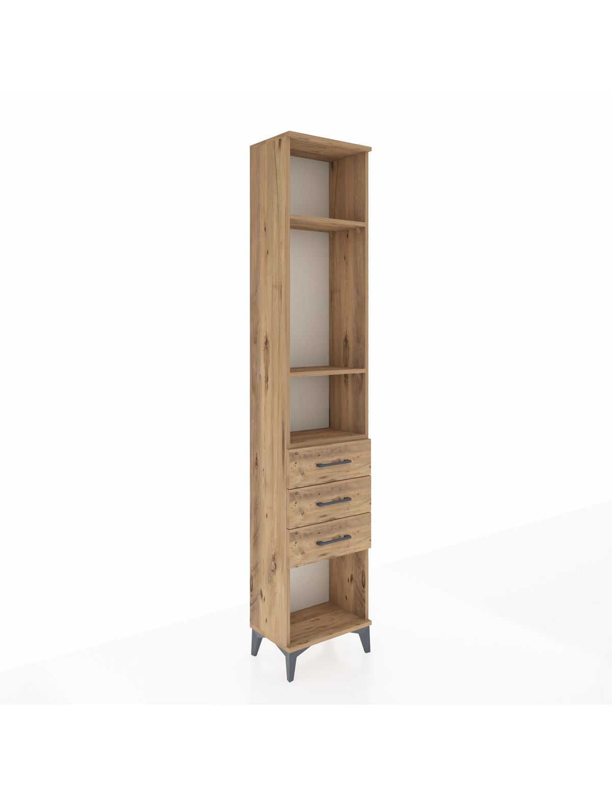 Arges Dolap 3 Raflı 3 Çekmeceli 44x30x221 Çam-Çam