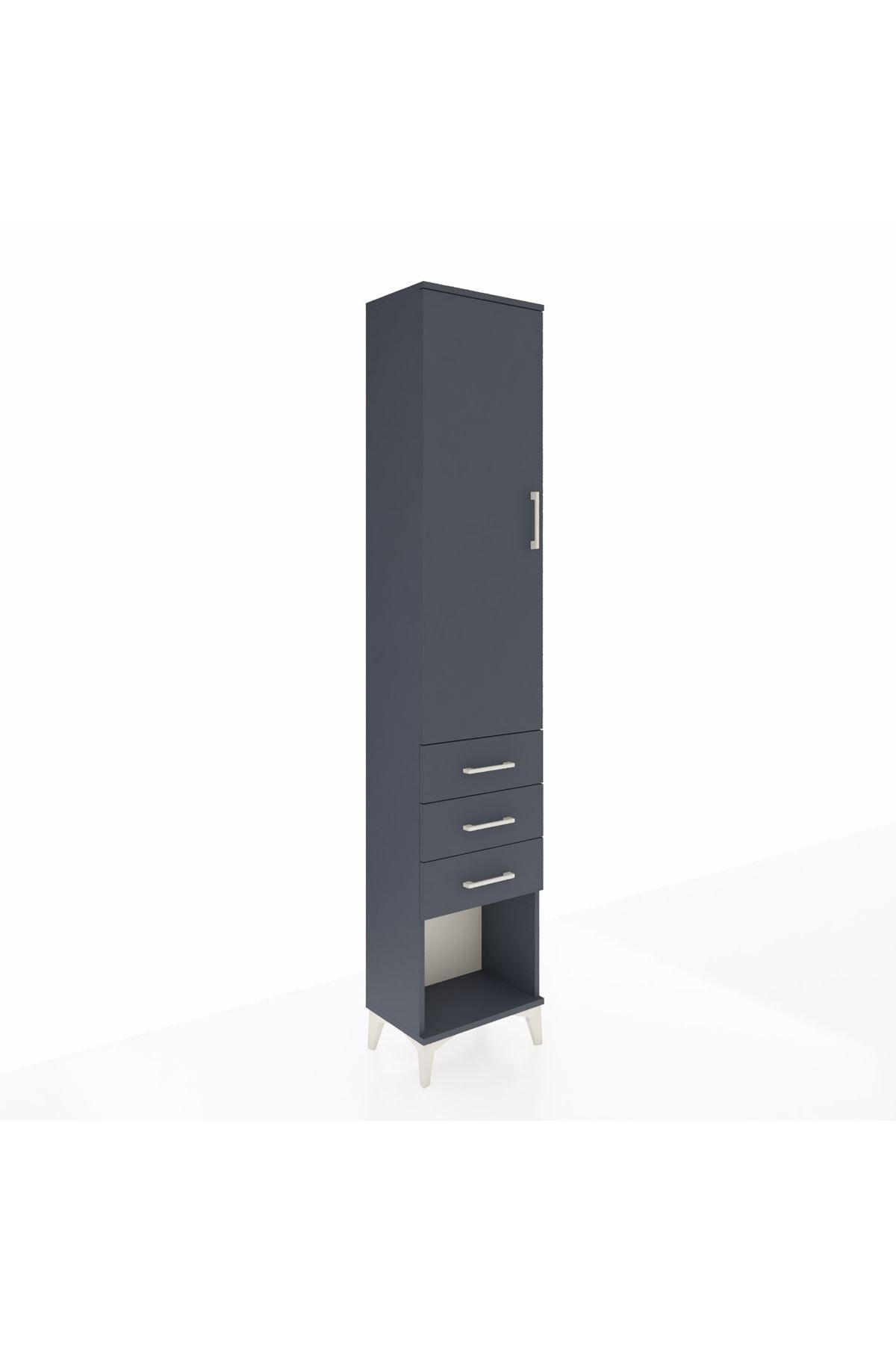 Arges Dolap 2 Raflı 3 Çekmeceli Tek Askılı 44x30x221 Antrasit-Antrasit