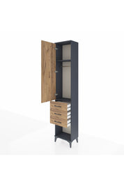 Arges Dolap 2 Raflı 3 Çekmeceli Tek Askılı 44x30x221 Antrasit-Çam