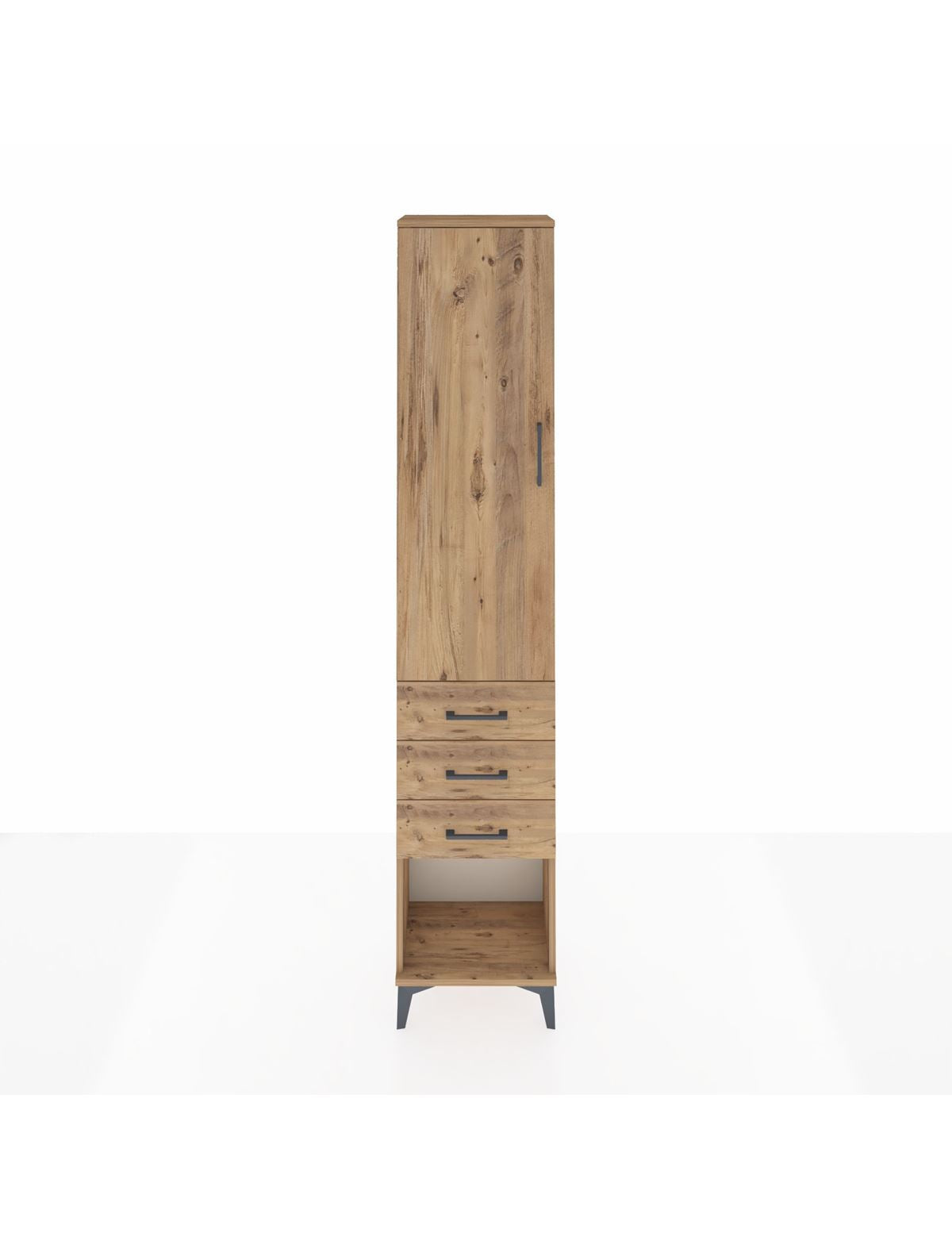 Arges Dolap 2 Raflı 3 Çekmeceli Tek Askılı 44x30x221 Çam-Çam