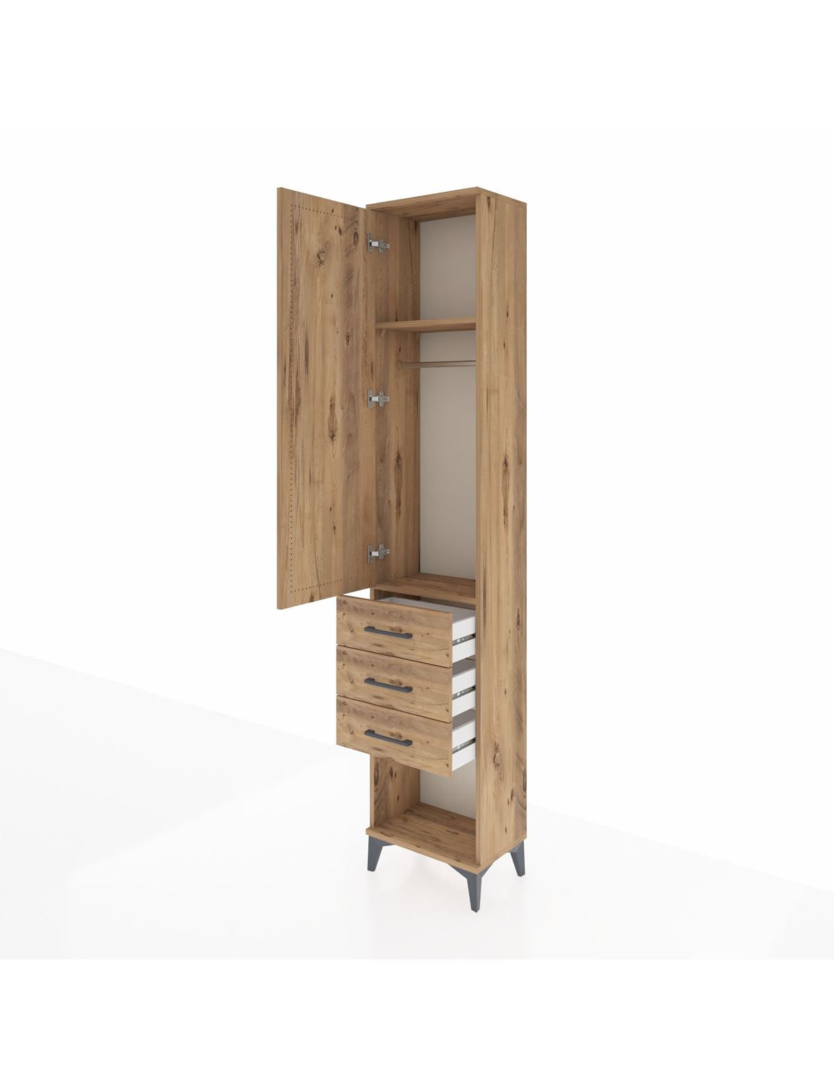 Arges Dolap 2 Raflı 3 Çekmeceli Tek Askılı 44x30x221 - S28M082V9A