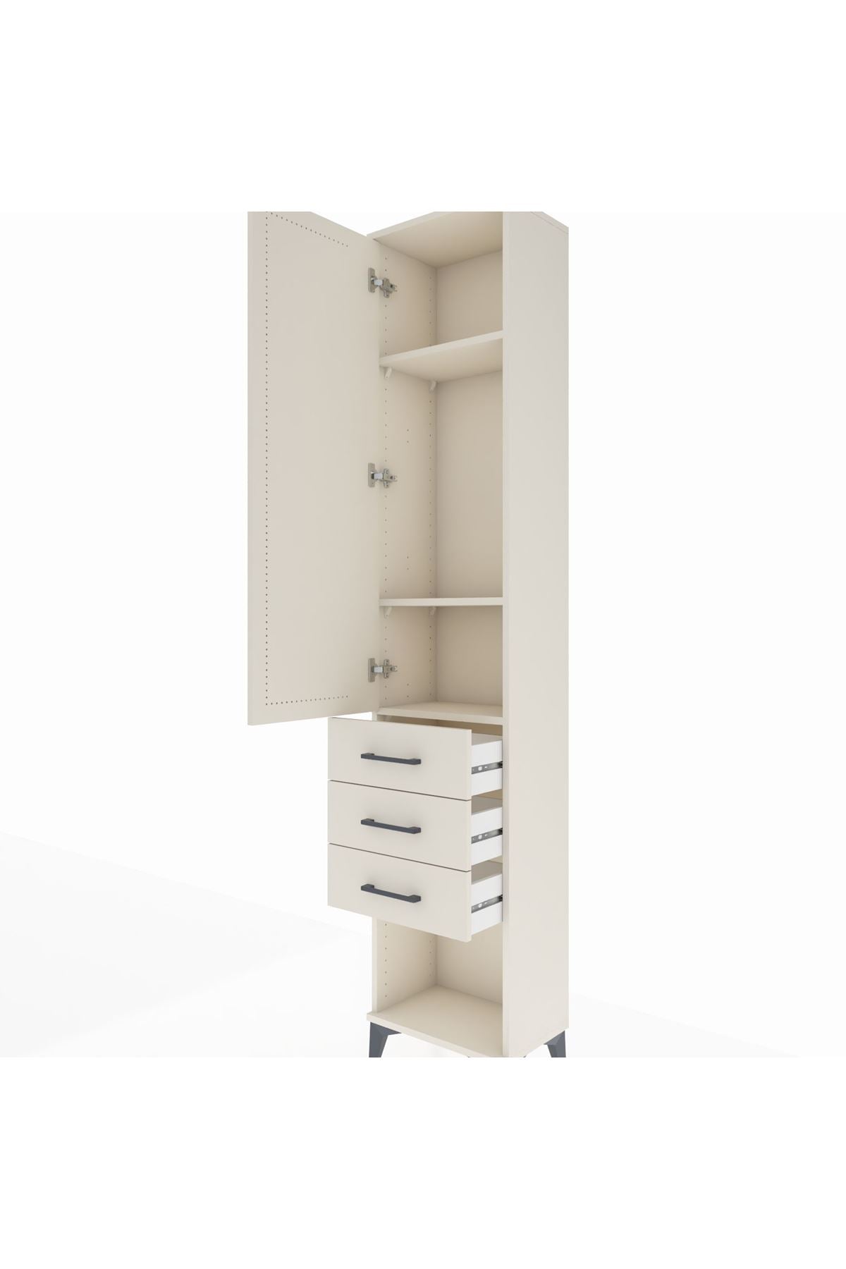 Arges Dolap 3 Raflı 3 Çekmeceli Tek Kapaklı 44x30x221 Aytaşı-Aytaşı