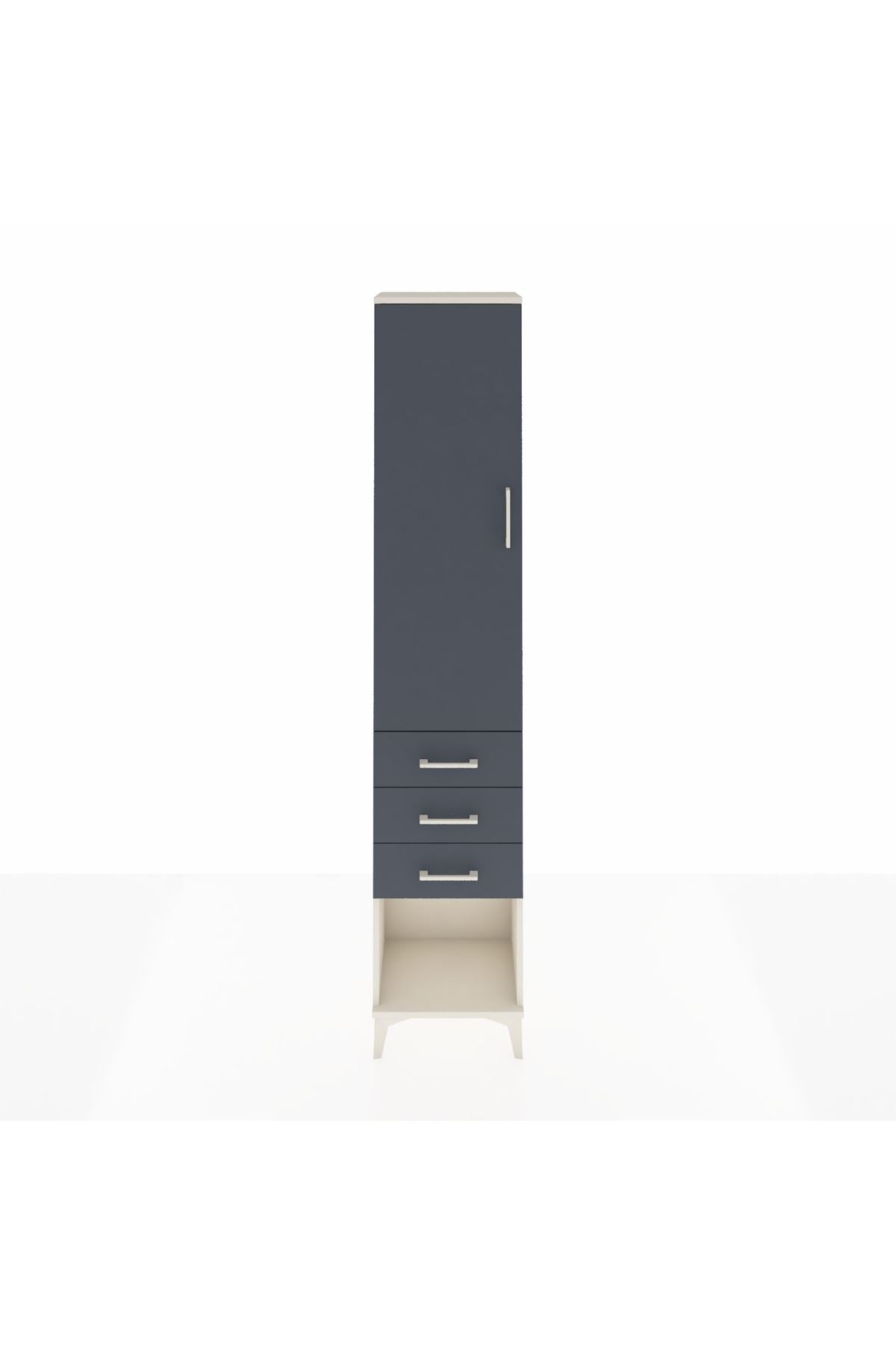 Arges Dolap 3 Raflı 3 Çekmeceli Tek Kapaklı 44x30x221 Aytaşı-Antrasit