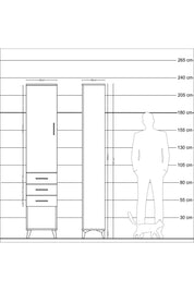 Arges Dolap 3 Raflı 3 Çekmeceli Tek Kapaklı 44x30x221 Aytaşı-Çam