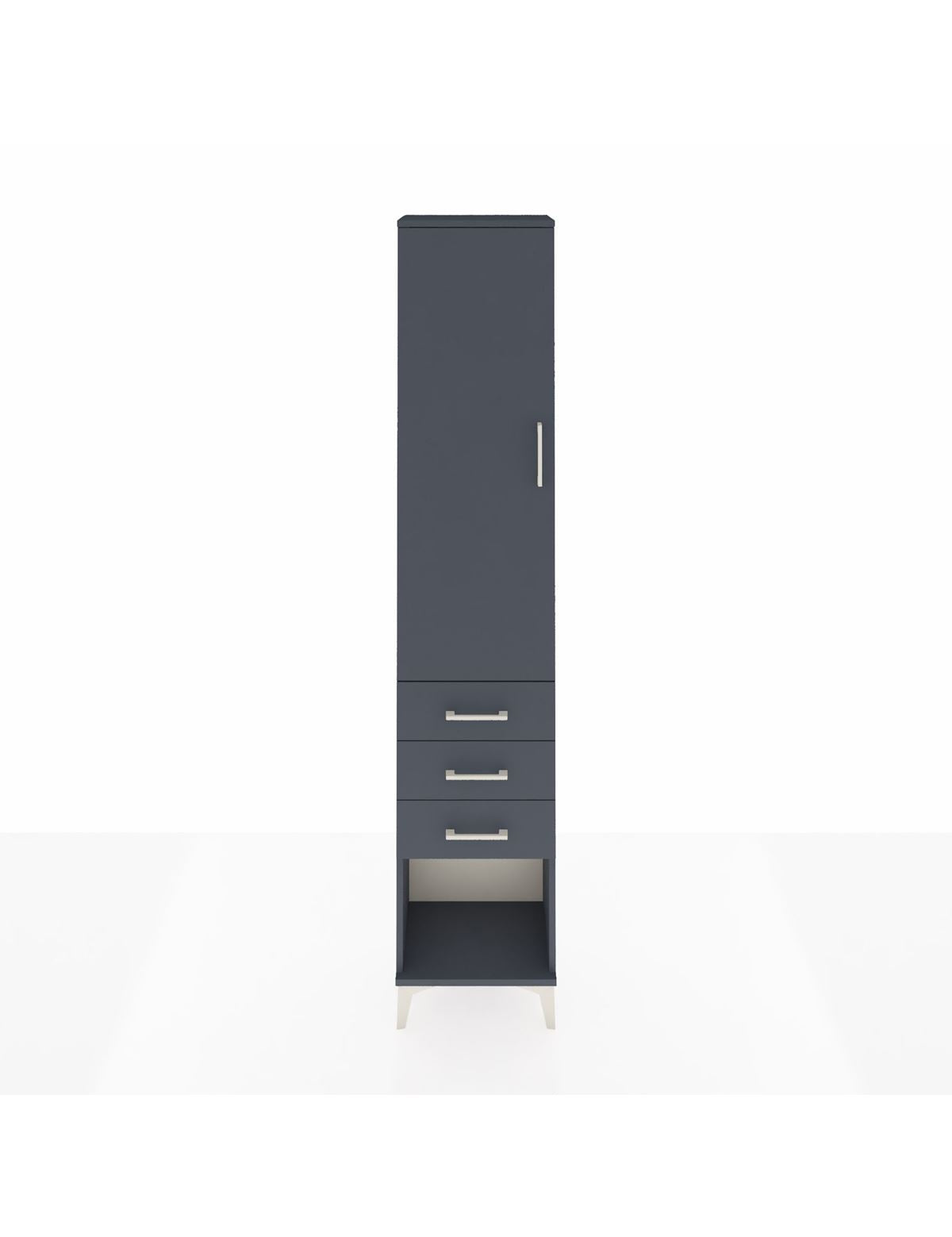 Arges Dolap 3 Raflı 3 Çekmeceli Tek Kapaklı 44x30x221 Antrasit-Antrasit