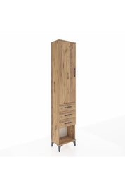 Arges Dolap 3 Raflı 3 Çekmeceli Tek Kapaklı 44x30x221 Çam-Çam