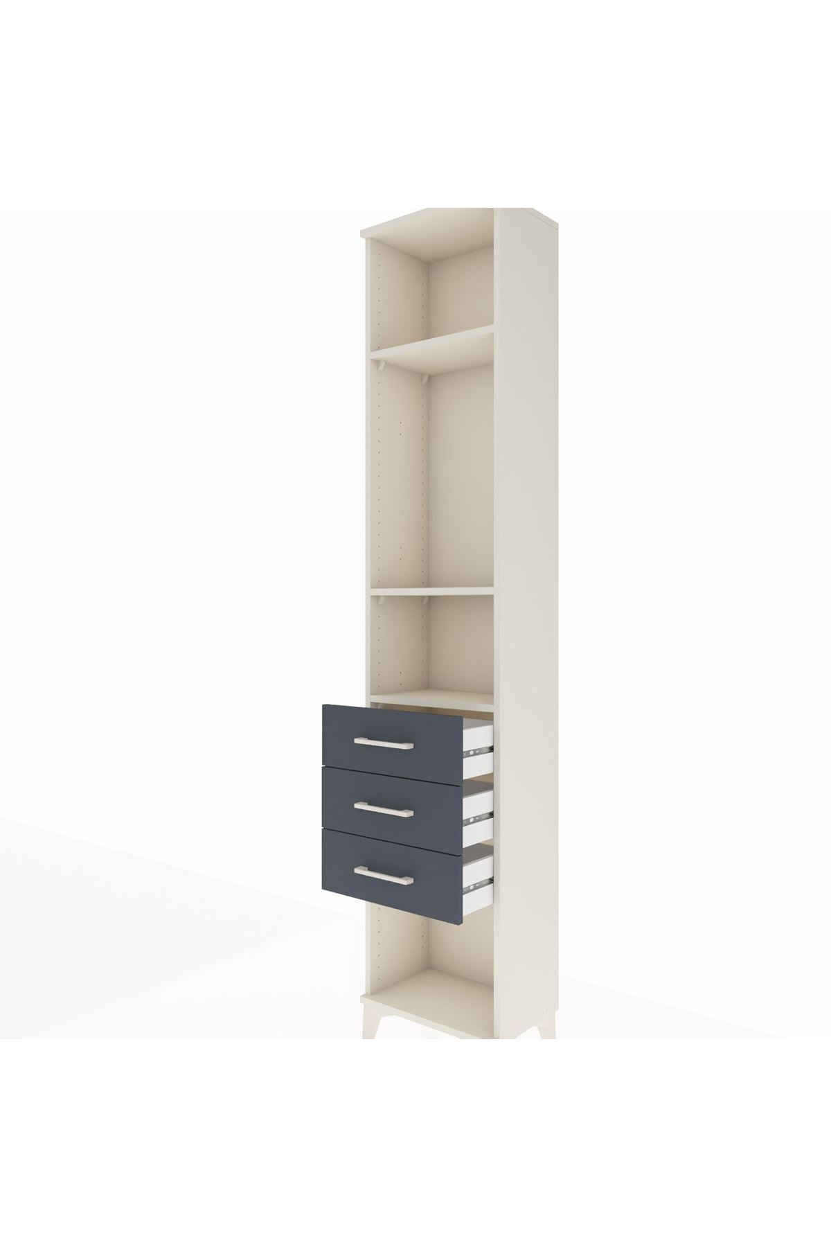 Arges Dolap 3 Raflı 3 Çekmeceli 44x30x221 Aytaşı-Antrasit