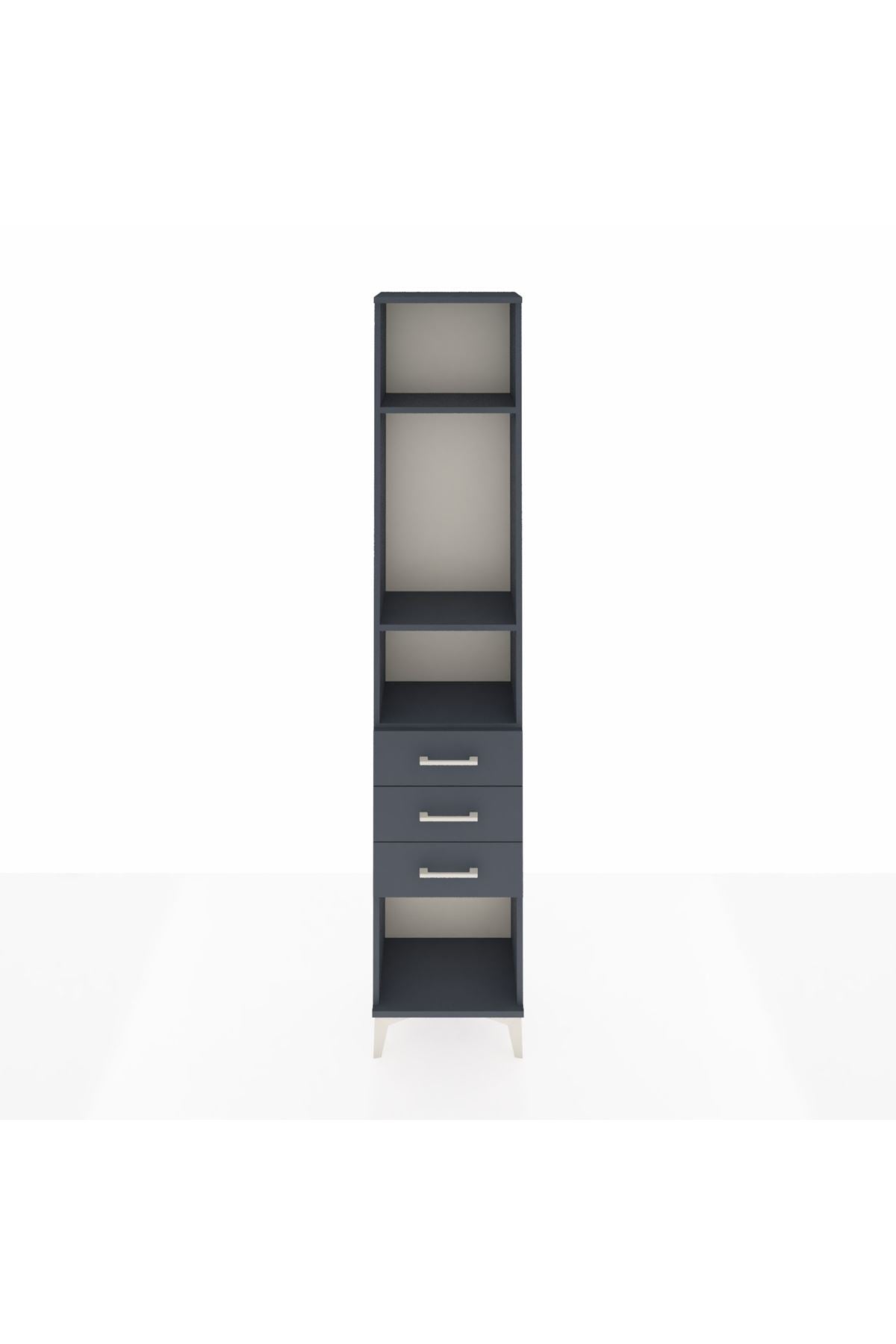 Arges Dolap 3 Raflı 3 Çekmeceli 44x30x221 Antrasit-Antrasit