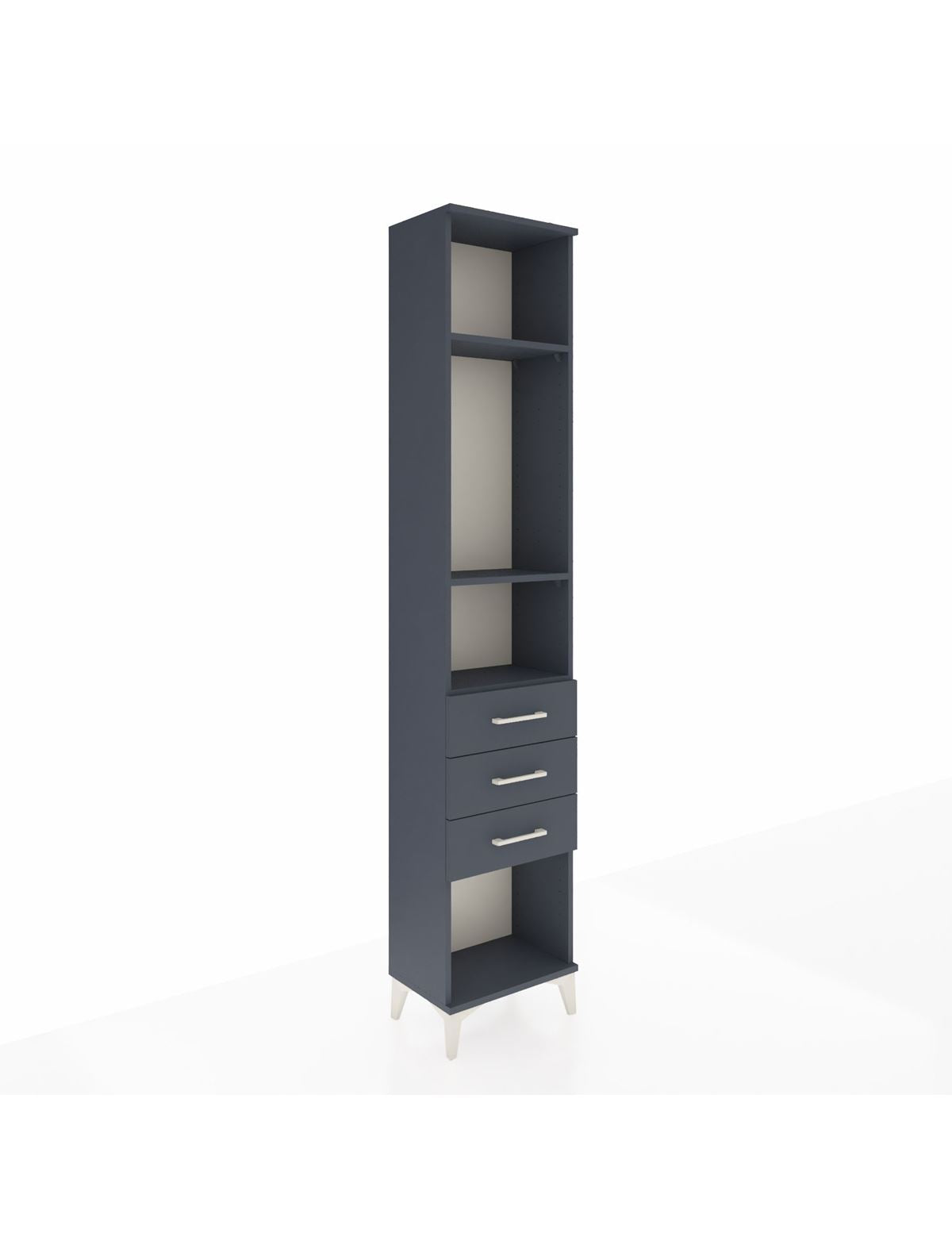 Arges Dolap 3 Raflı 3 Çekmeceli 44x30x221 Antrasit-Antrasit