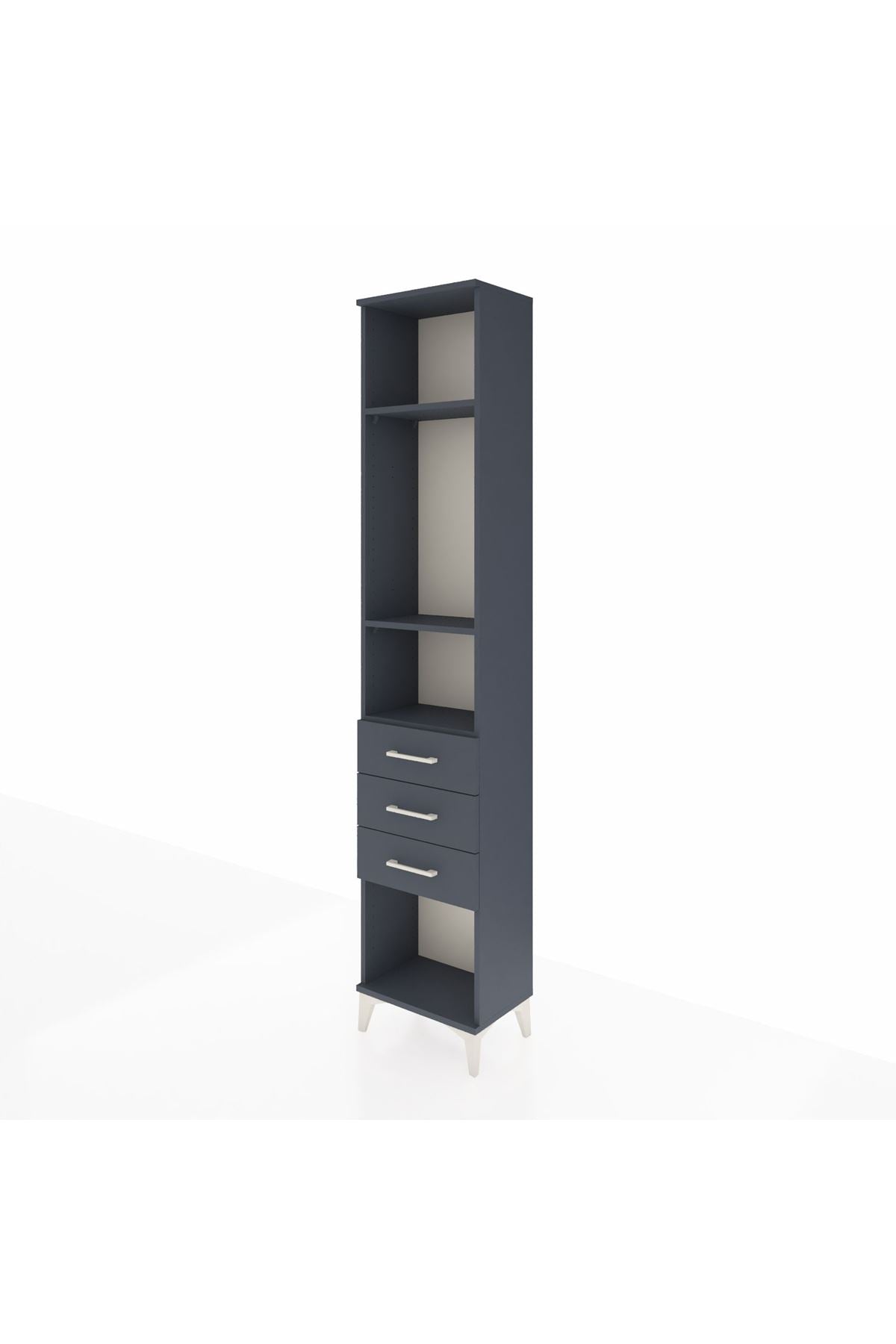 Arges Dolap 3 Raflı 3 Çekmeceli 44x30x221 Antrasit-Antrasit