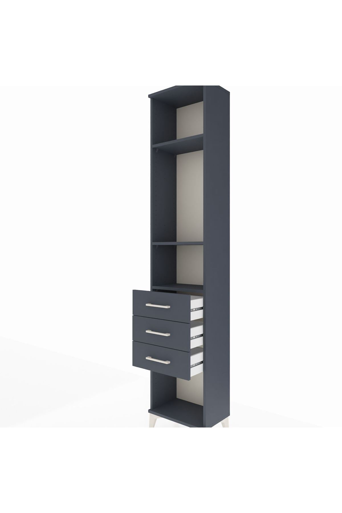 Arges Dolap 3 Raflı 3 Çekmeceli 44x30x221 Antrasit-Antrasit